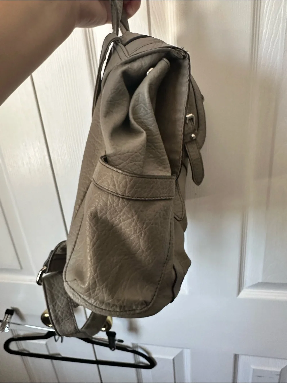 Rosetti Grey Medium Backpack with Turn Lock Front Closure and Adjustable Straps
